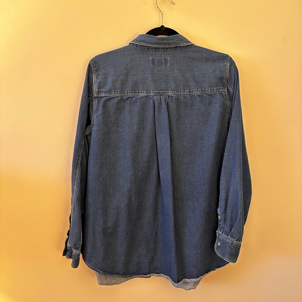 Liz Claiborne | Dark Blue Denim Button-Down Shirt - Picture 2 of 8